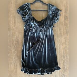 GREY/BLUE Velvet dress - Urban outfitters